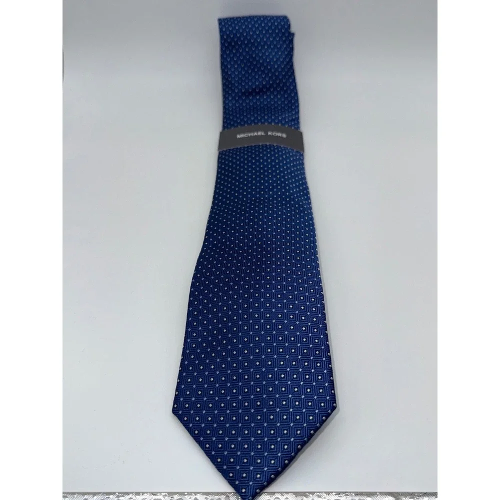 NWT Michael Kors Blue‎ Geometric Neat Silk Blend Neck Tie One Size MSRP $69.50